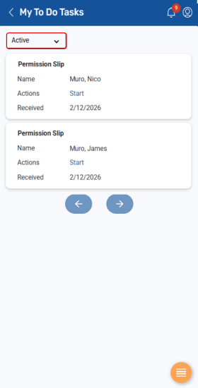 My To Do Tasks screen