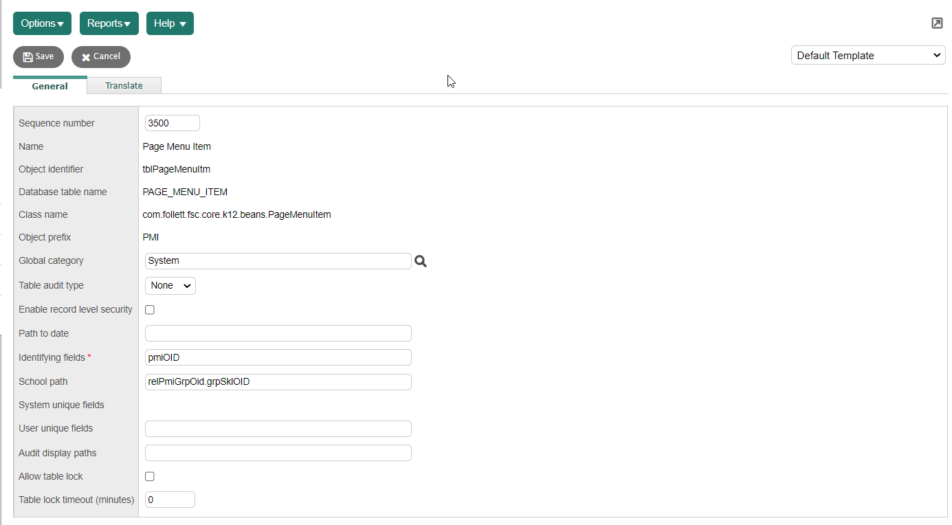 System Tables Details page